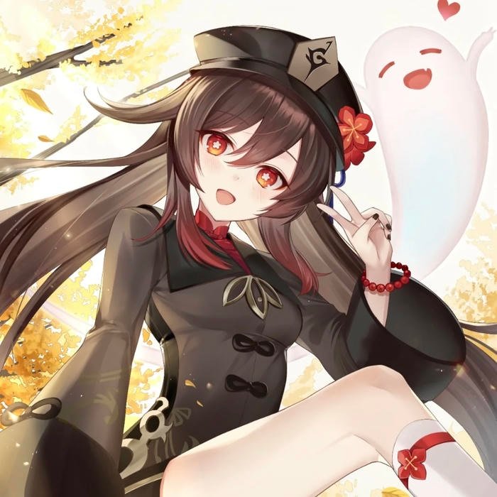 Cute ghost companion accent defining signature Hu Tao pfp