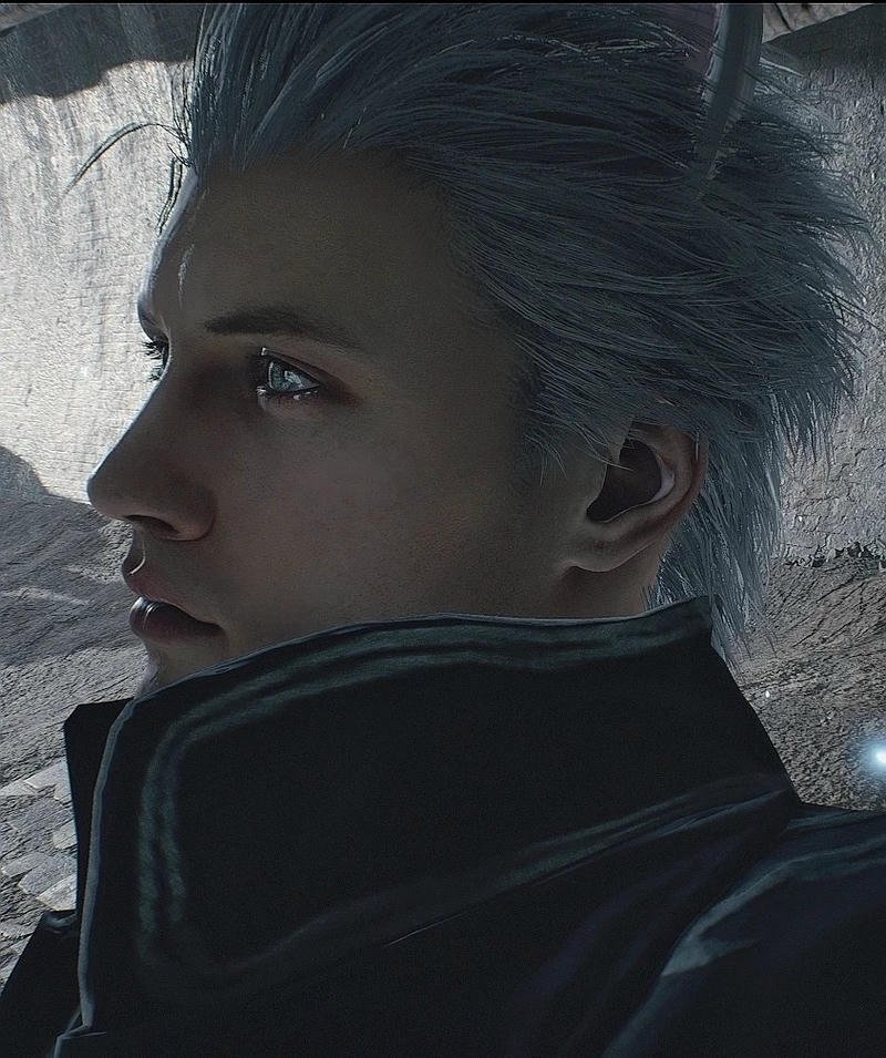 Dark stylish swordsman portrait vergil pfp aesthetic