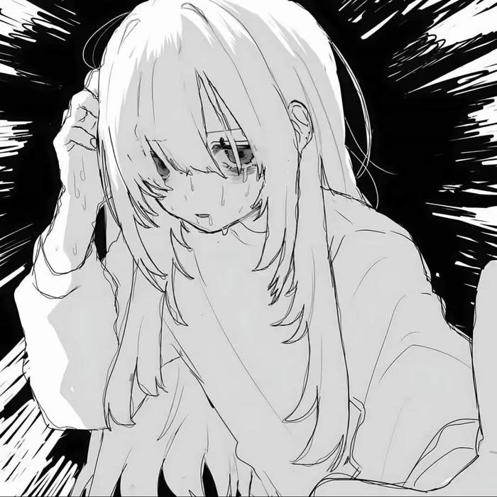 Desaturated monochrome style pfp sad portrait