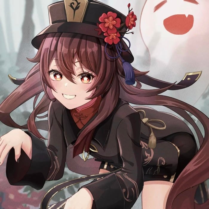 Elegant black and red palette shaping iconic Hu Tao pfp