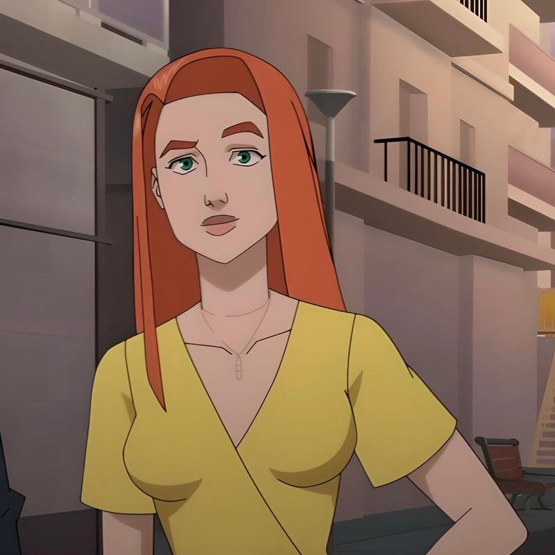 Energetic cosmic heroine portrait crafted Atom Eve pfp