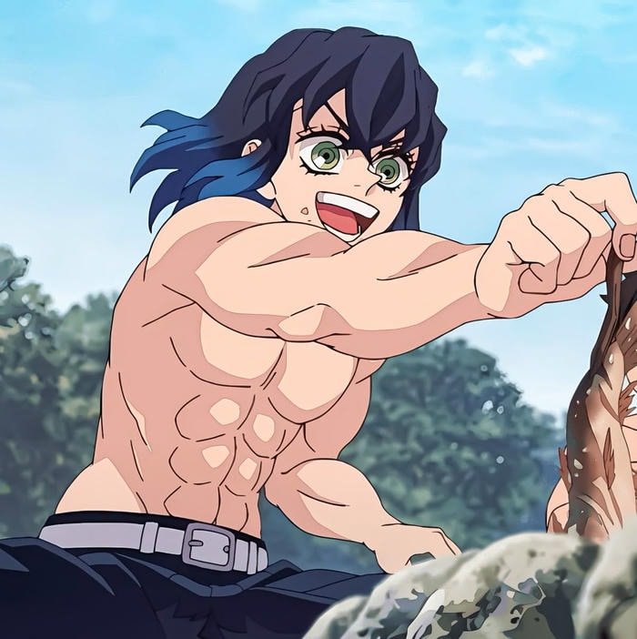 Energetic slash motion captured mid swing in Inosuke pfp