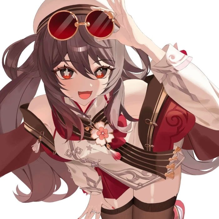 Festive lantern sparks twinkling around glowing Hu Tao pfp