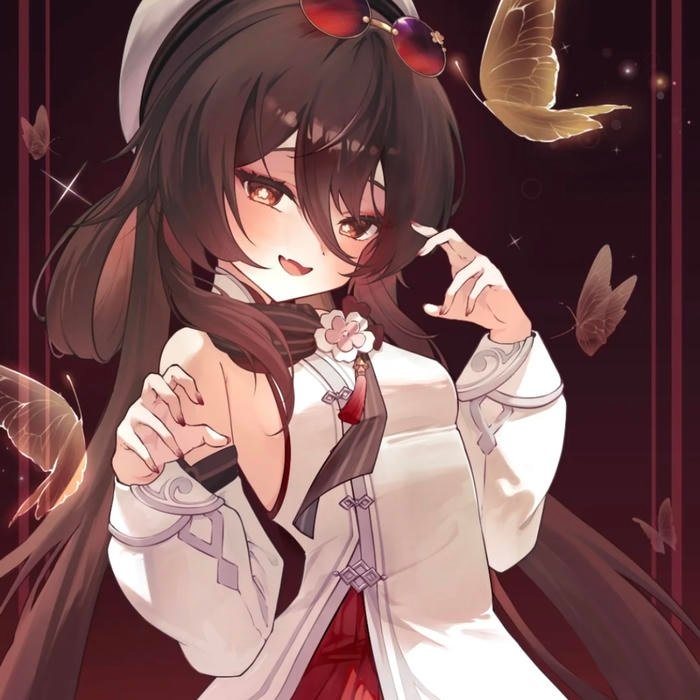 Festive sparkler effects accentuating joyful Hu Tao pfp mood