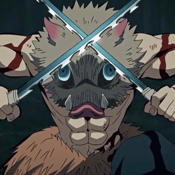 Forest battlefield backdrop amplifying primal Inosuke pfp aura