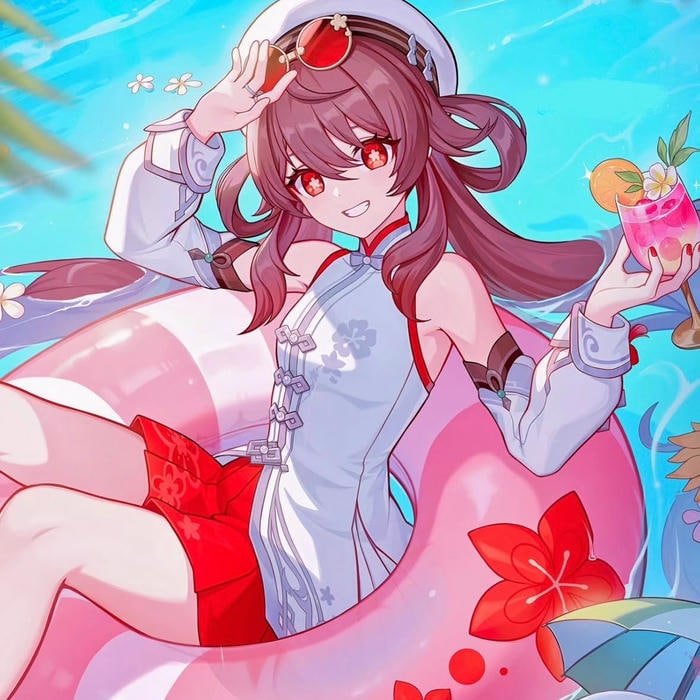 Gentle blush accents adding sweetness to expressive Hu Tao pfp