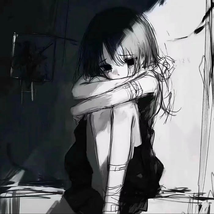 Gentle rim light outlining pfp sad figure