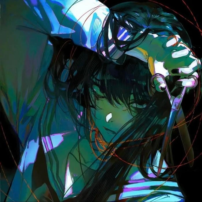 Glowing crimson eyes staring intensely in horror pfp portrait