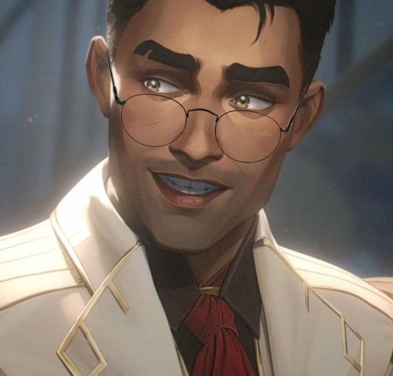 Glowing hammer hero portrait styled jayce arcane pfp