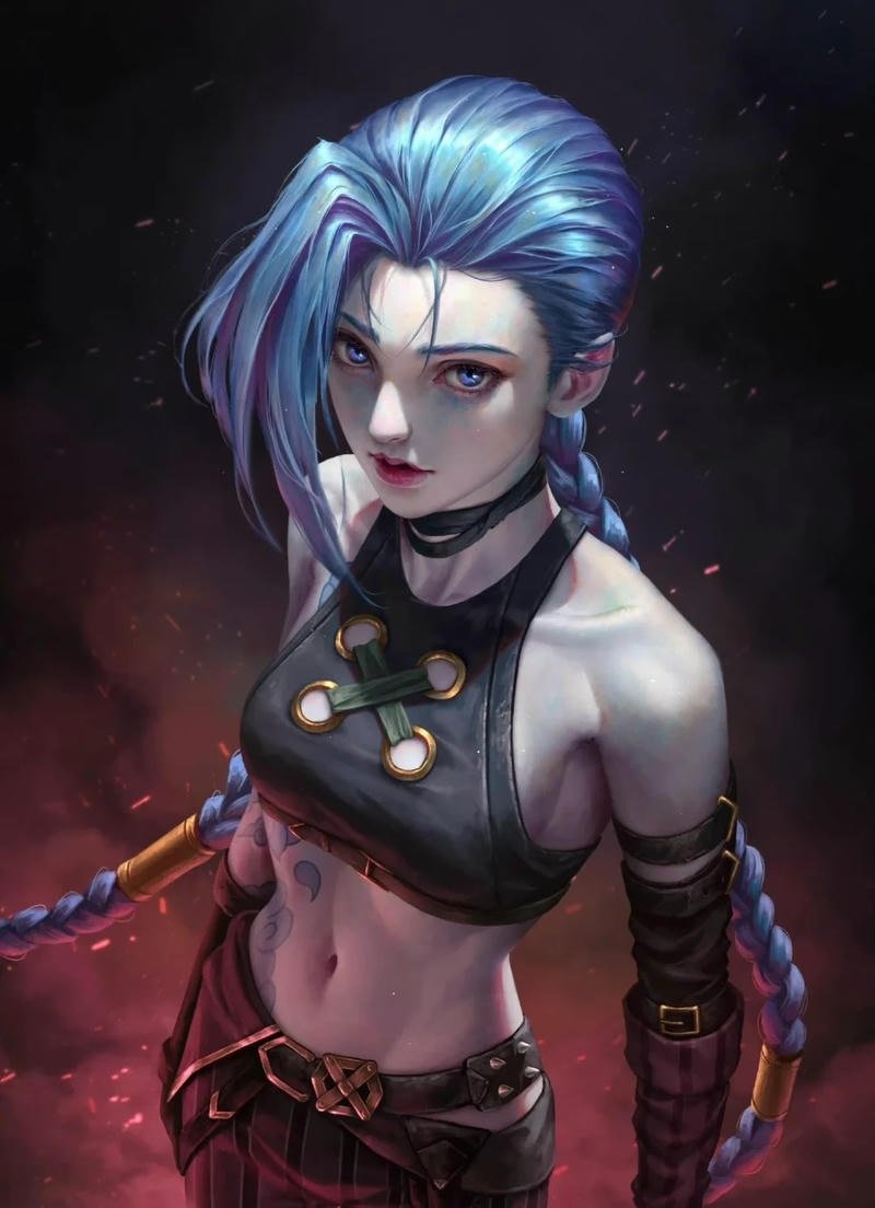 Graffiti chaos energy portrait styled Arcane Jinx PFP