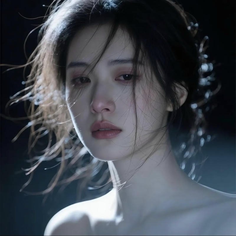 Grey mood character headshot sad pfp aesthetic girl