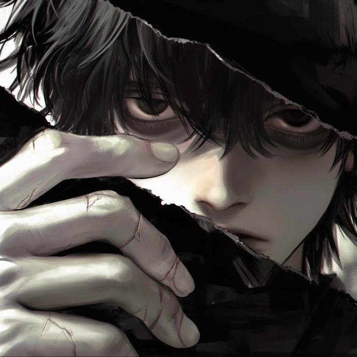 Haunted mansion corridor fading behind horror pfp subject