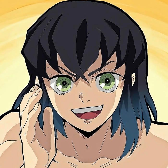 High contrast anime shading sharpening bold Inosuke pfp features