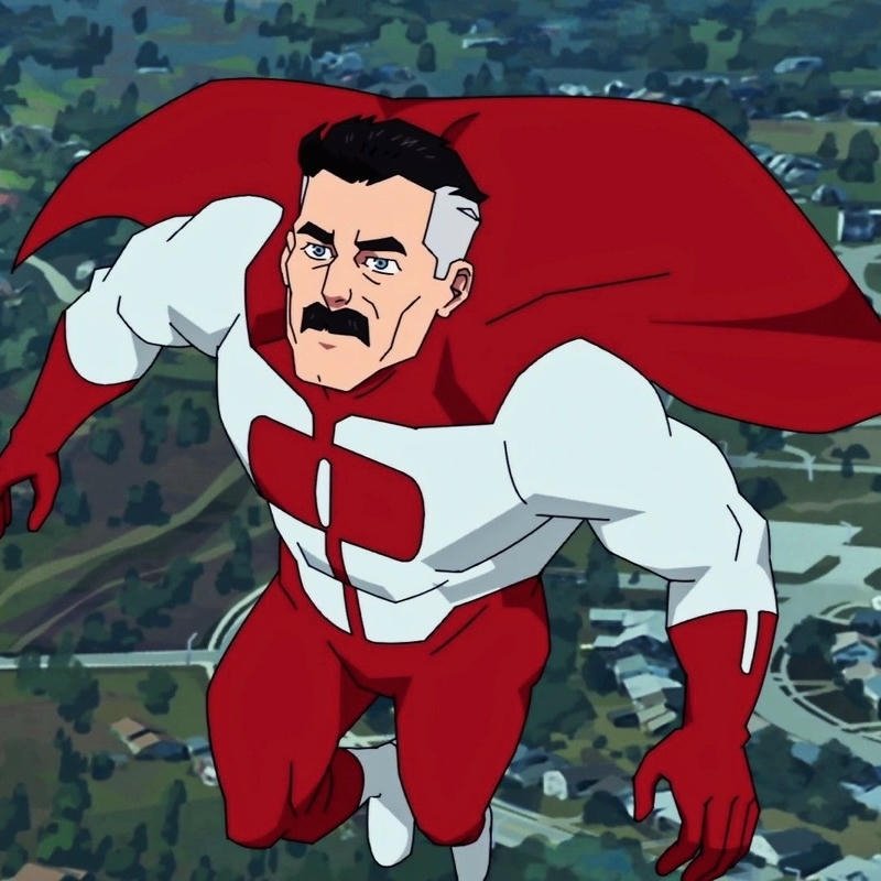 Iconic animated protector portrait appearing Omni Man pfp