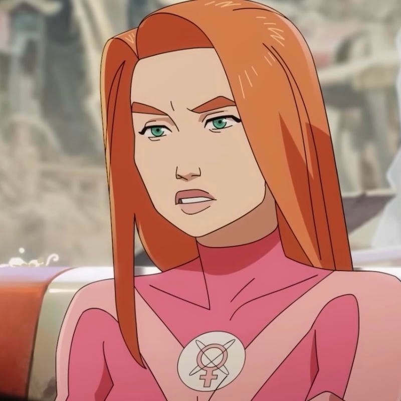 Iconic pink energy guardian portrait Atom Eve pfp