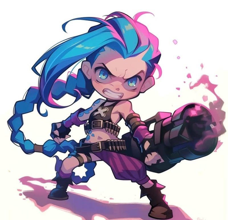 Image Jinx PFP blue braid chaos girl avatar icon
