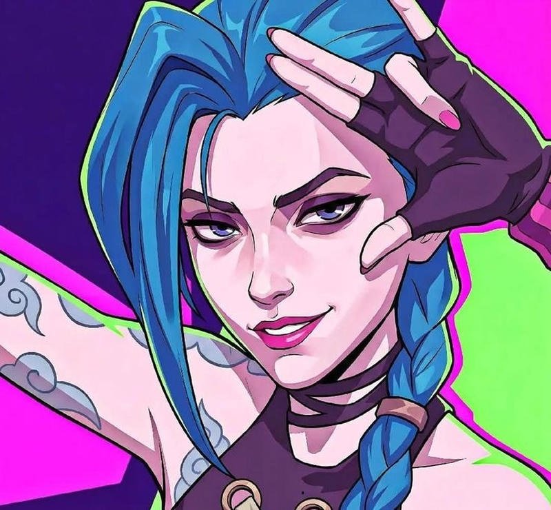 Image Jinx PFP colorful chaos girl portrait icon