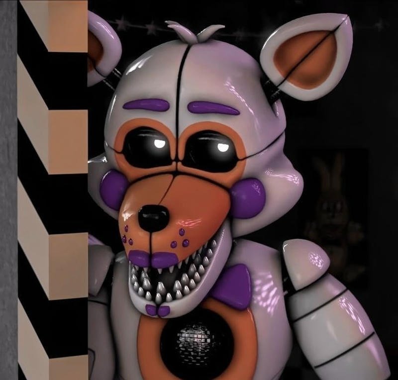Image fnaf pfp creepy animatronic face inside dim pizzeria lights