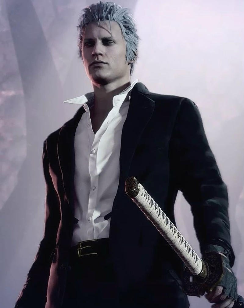 Image vergil pfp intense gaze legendary swordsman portrait