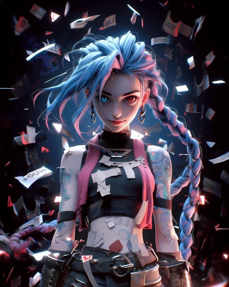 Jinx PFP mischievous Arcane troublemaker portrait icon