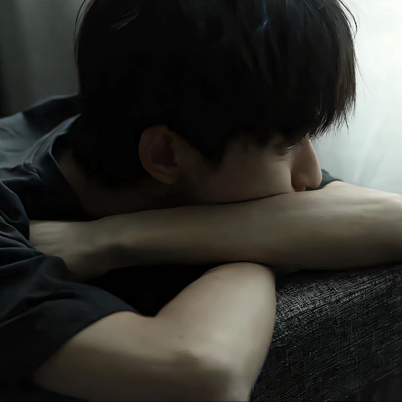 Lonely stare illustrated figure forming sad pfp aesthetic boy