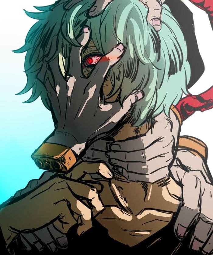 Muted palette Shigaraki pfp with red highlights