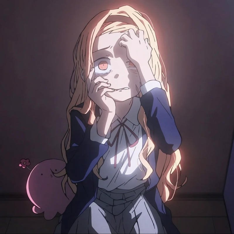 Nerdy manga face portrait showing cringe anime pfp