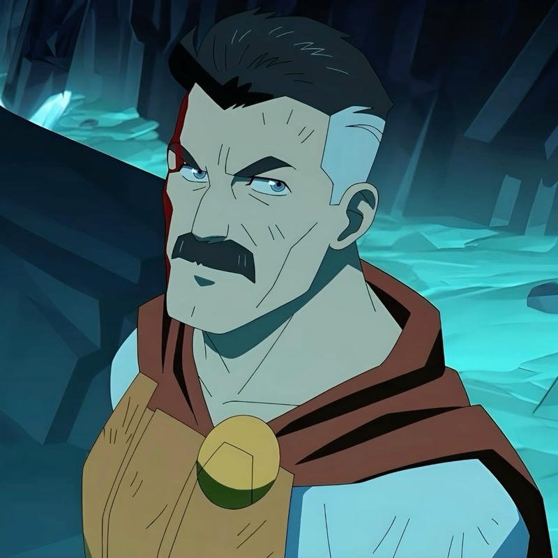 Omni Man pfp showing determined Viltrumite strength