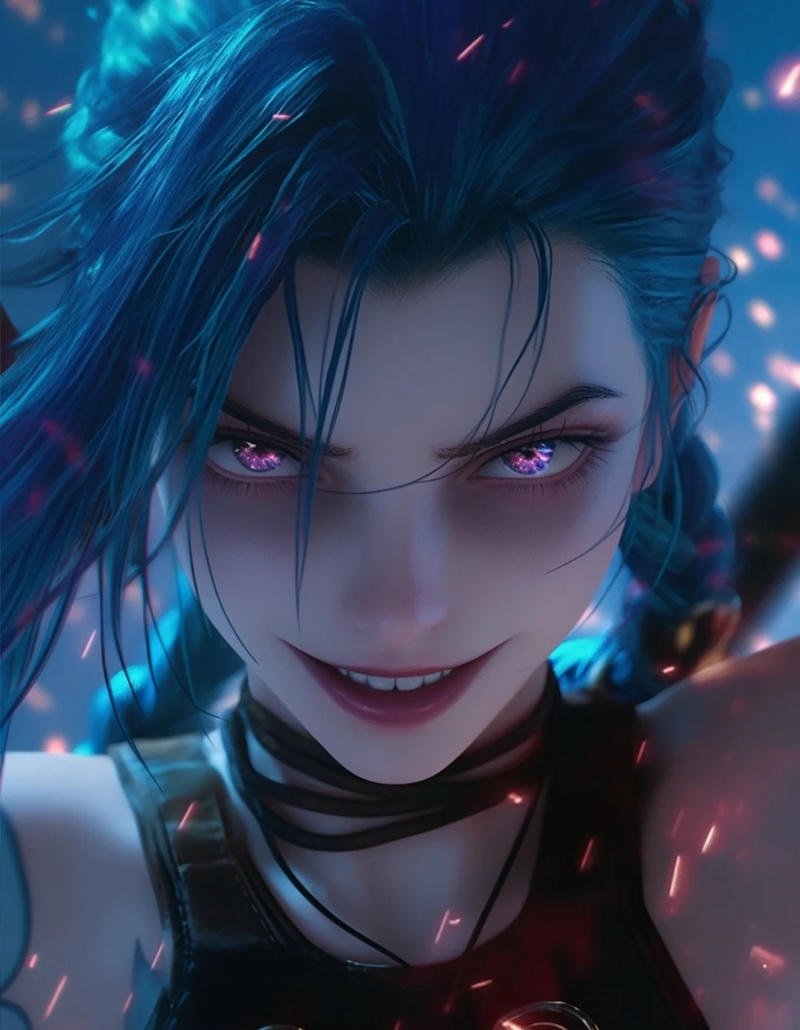 Picture Arcane Jinx PFP neon lighting chaos girl avatar