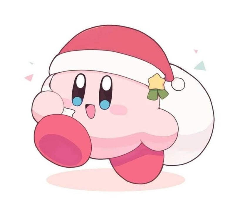 Picture christmas kirby pfp festive santa hat kirby avatar