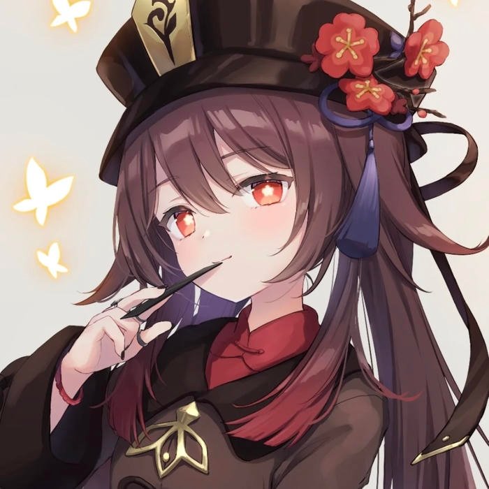 Playful teasing expression frozen in expressive Hu Tao pfp