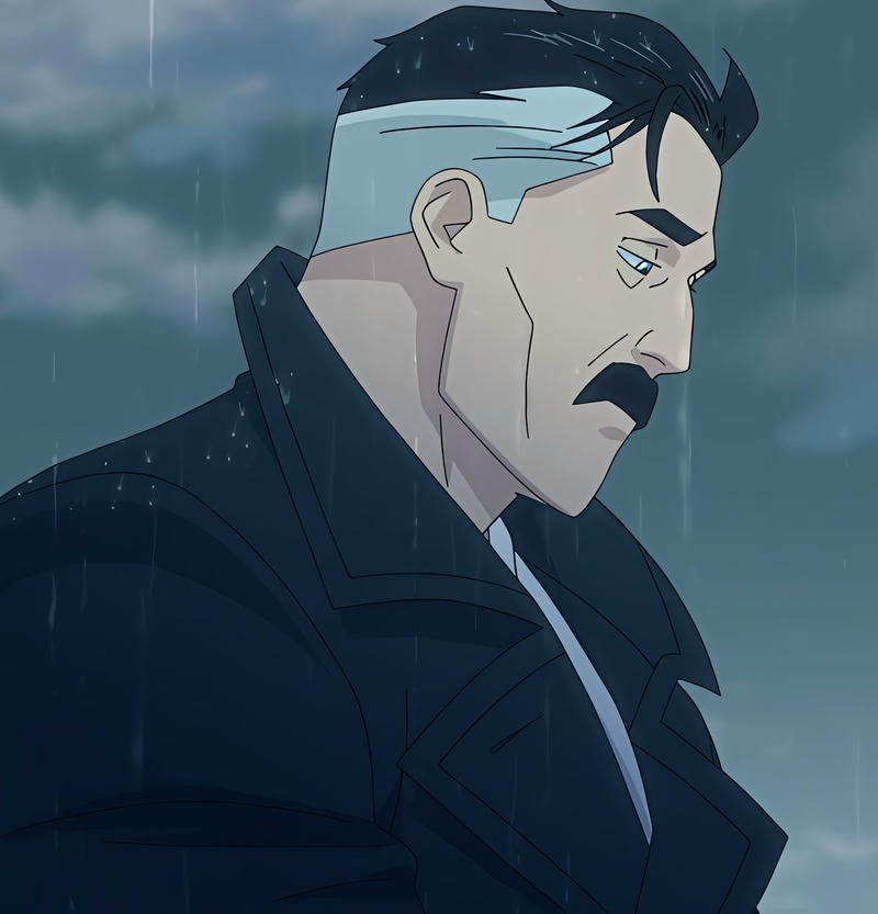 Powerful character headshot styled like Omni Man pfp