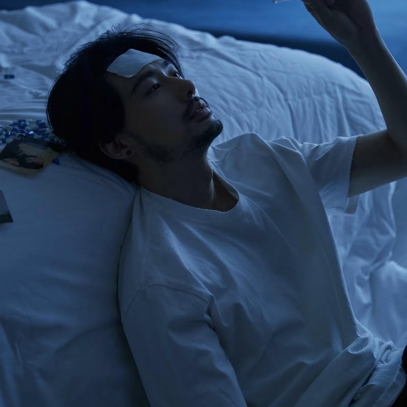 Reflective illustrated profile designed sad pfp aesthetic boy