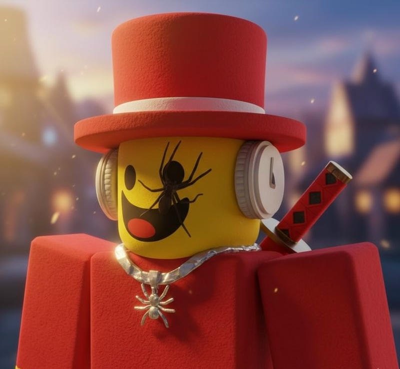 Roblox pfp cute cheerful block hero with friendly expression