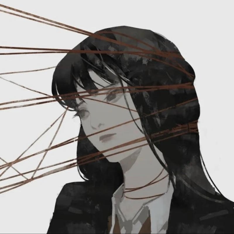 Shadowy lady face picture scary pfp girl concept