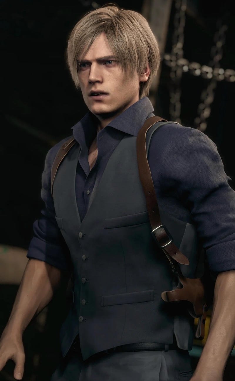 Sharp Leon Kennedy RE4 Remake Pfp close-up ready for high-res use