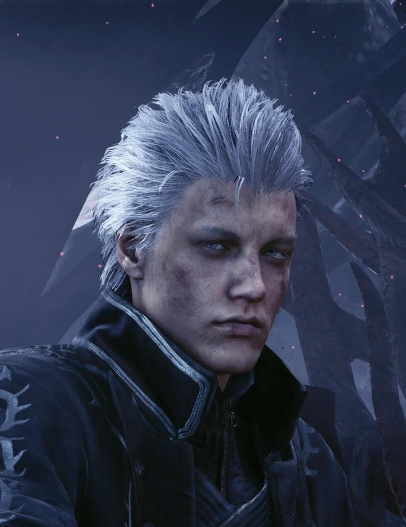 Sharp silver hair swordsman avatar vergil pfp