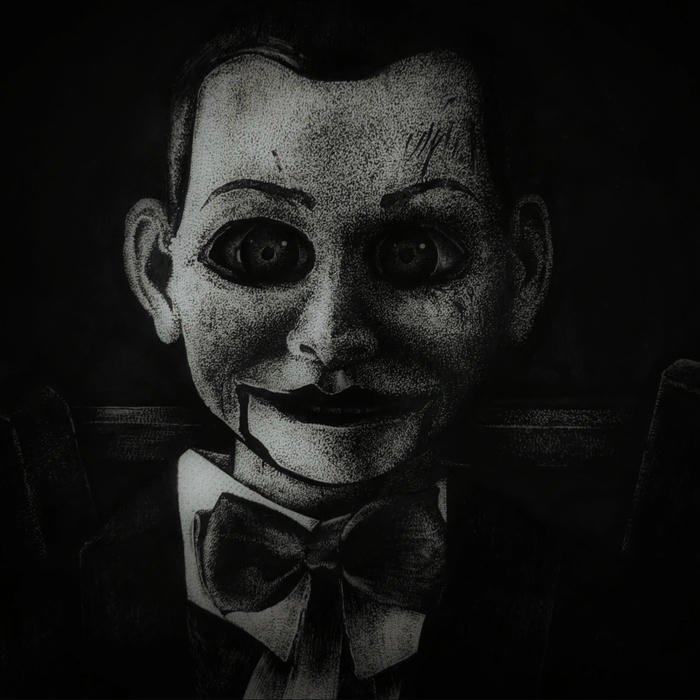 Sinister unblinking glare captured within horror pfp frame