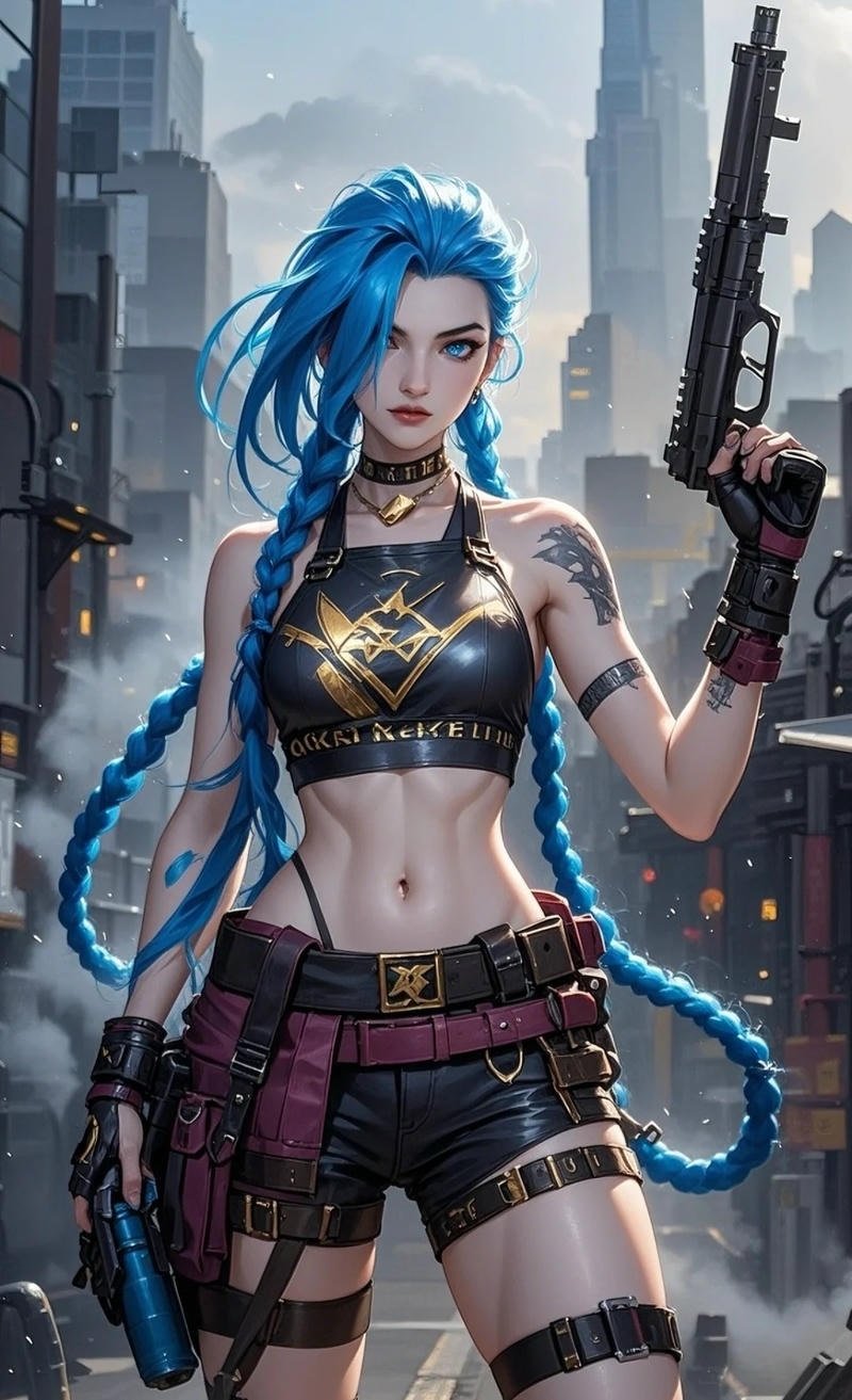 Stylish Arcane villain avatar portrait as Jinx PFP