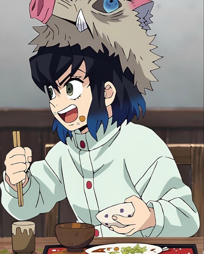 Sweat and dirt details accentuating realism in Inosuke pfp