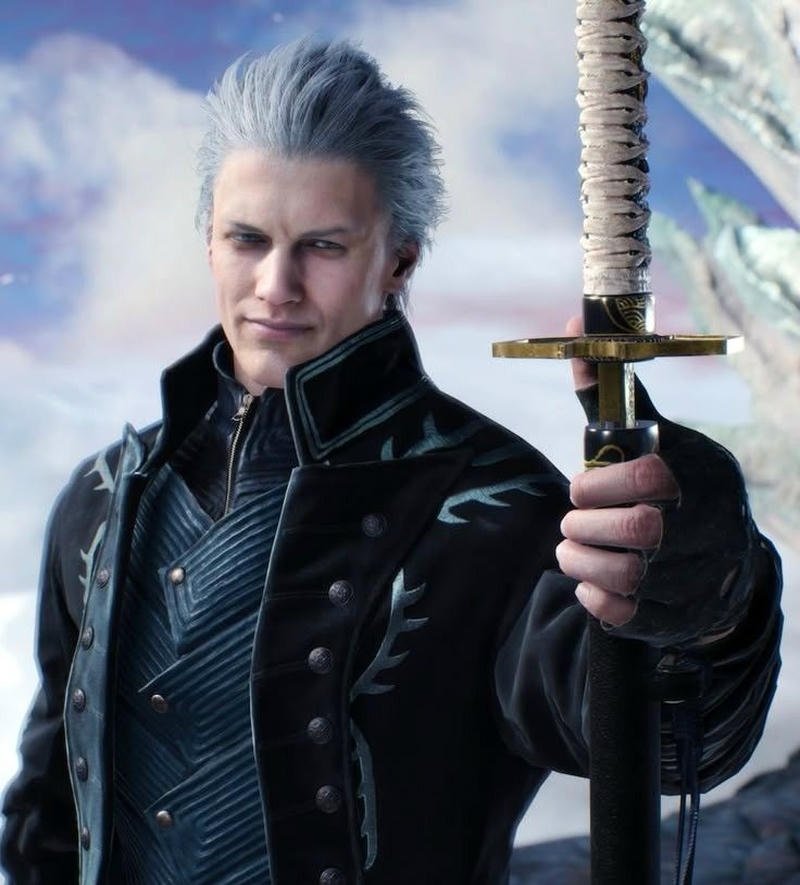 Vergil pfp stoic warrior portrait dark background