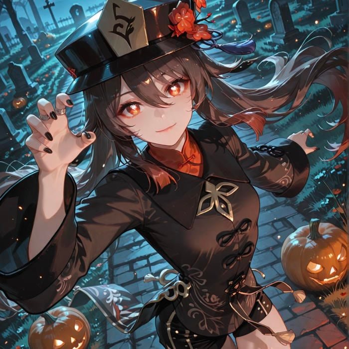 Warm crimson tones enhancing lively spirit in Hu Tao pfp