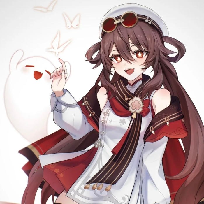 Warm sunset lighting wrapping around cinematic Hu Tao pfp