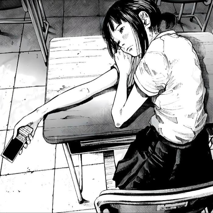 Wind swept hair accenting pfp sad mood