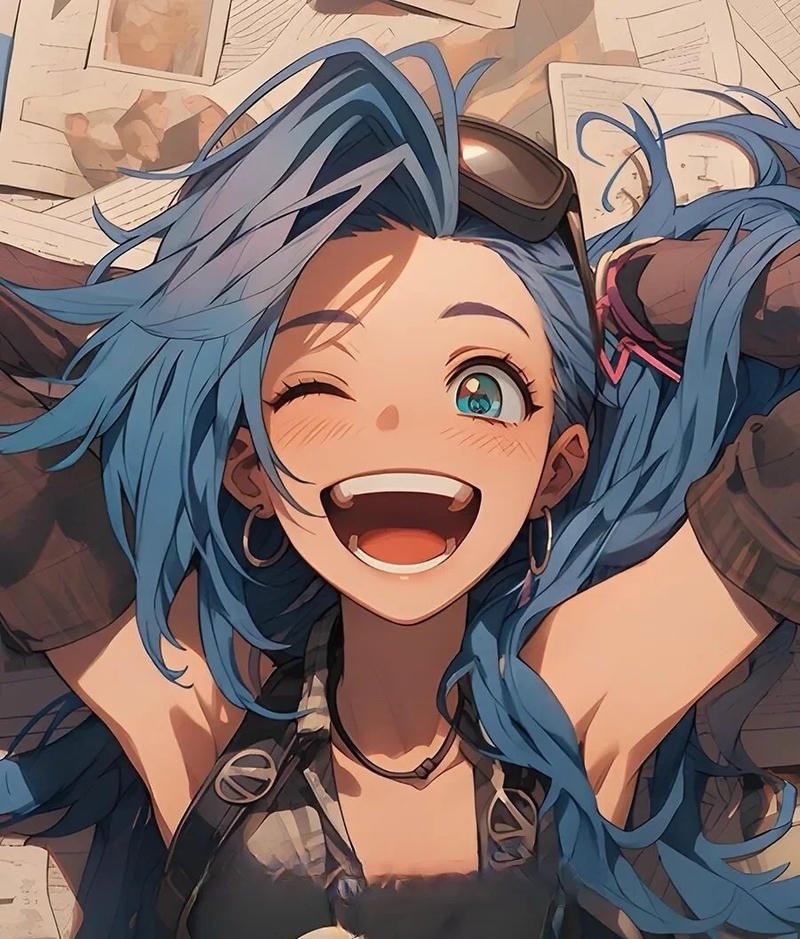 Young Arcane girl portrait styled Powder Jinx PFP