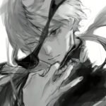 Blue aura animated figure artwork styled depressed anime pfp