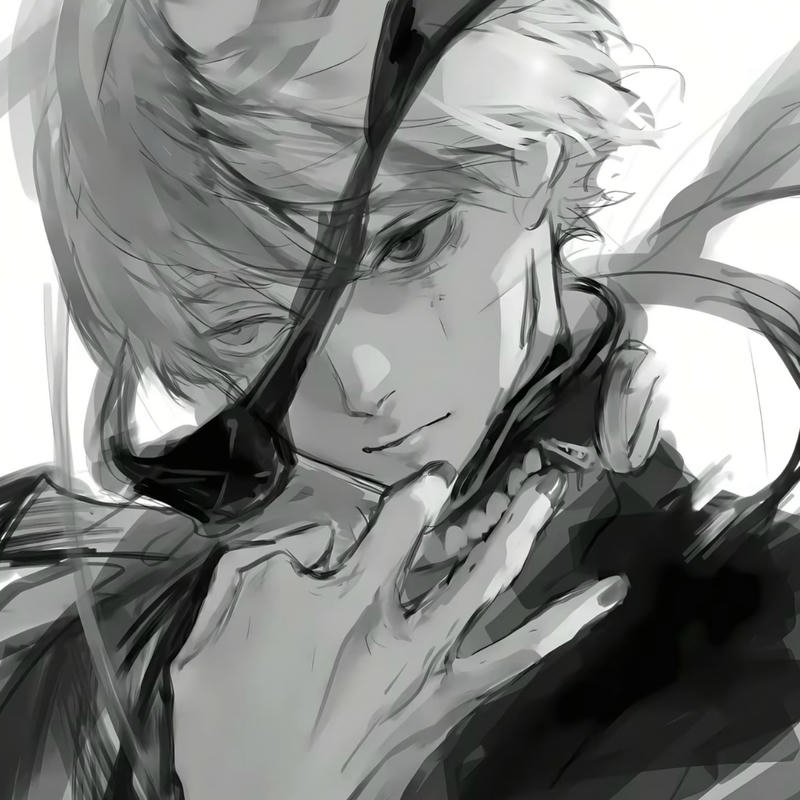 Blue aura animated figure artwork styled depressed anime pfp