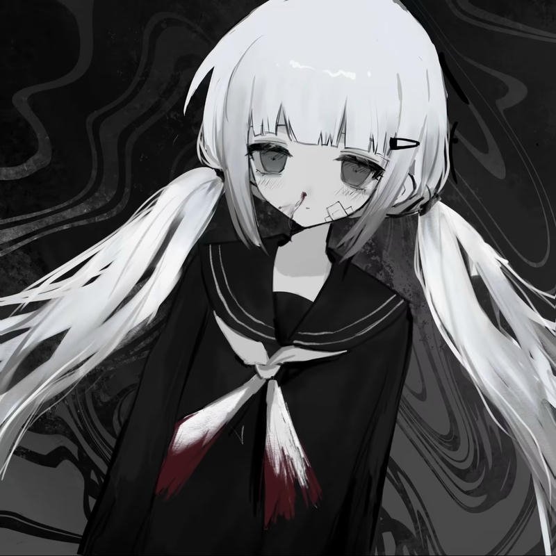 Blue toned manga headshot graphic styled depressed anime pfp