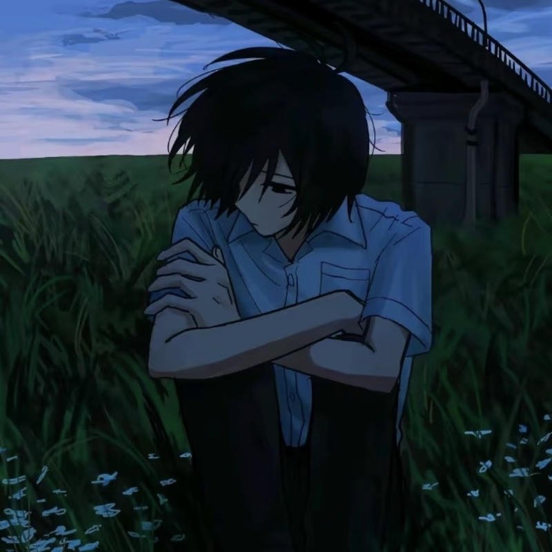 Cold mood anime face illustration forming depressed anime pfp