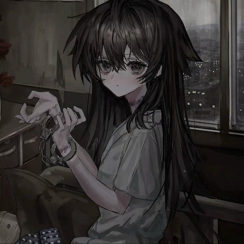 Deep sadness cartoon character illustration showing depressed anime pfp